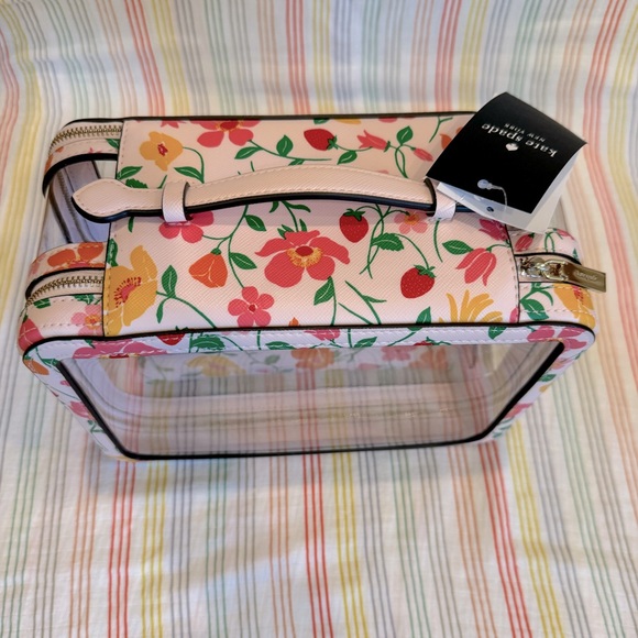 Kate Spade Set of 2 Cosmetic Case Madison Strawberry Garden Travel Toiletry NWT - Picture 8 of 8